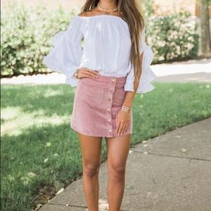 Corduroy button down skirt